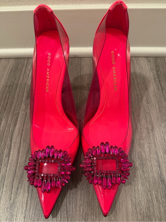 Good American Shoes - Good American Hot Pink Crystal-Embellished Pointed Pumps